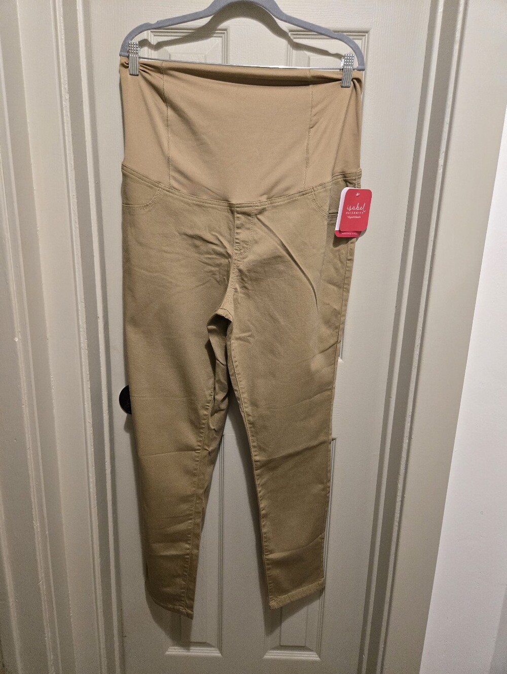 Isabel Crossover Panel Skinny Maternity Khaki Pants Sz 12